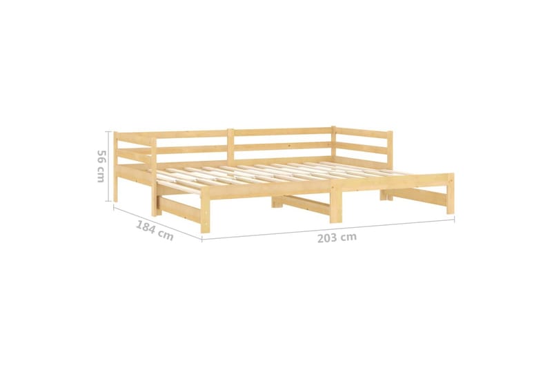 Dagbädd utdragbar massiv furu 2x(90x200) cm - Brun - Möbler - Sovrum - Dagbäddar