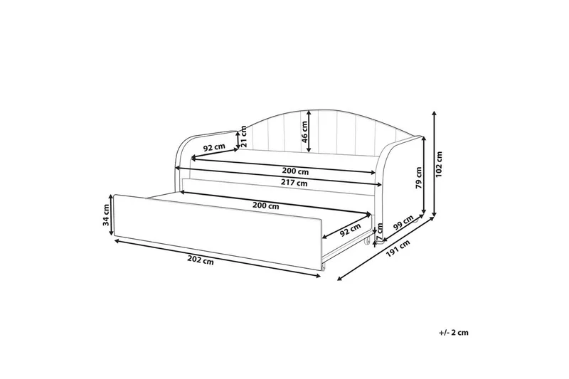 Dagbädd Eyburie med lamellram Beige, Bouclé - Beige, Bouclé - Möbler - Sovrum - Sängar - Gästsäng & extrasäng - Utdragssäng