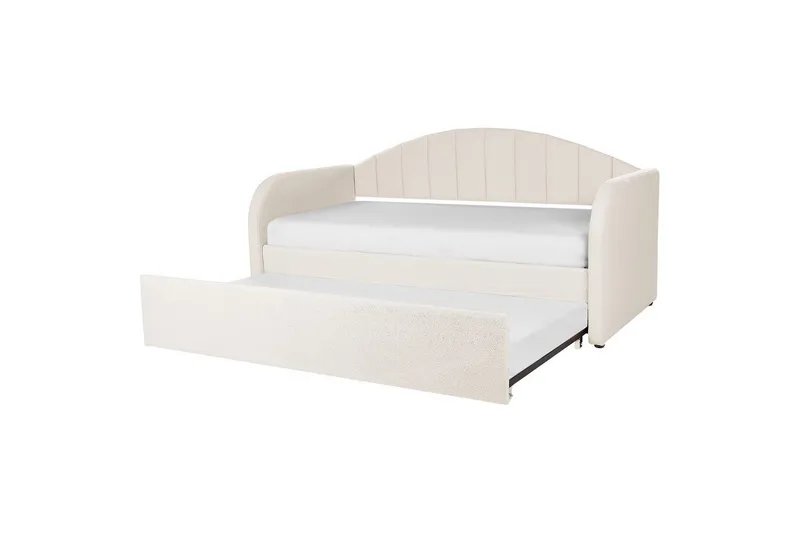 Dagbädd Eyburie med lamellram Beige, Bouclé - Beige, Bouclé - Möbler - Sovrum - Sängar - Gästsäng & extrasäng - Utdragssäng