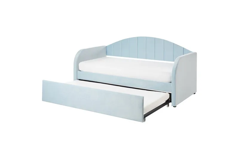 Dagbädd Eyburie med lamellram Blå, Sammet, Blå, Sammet