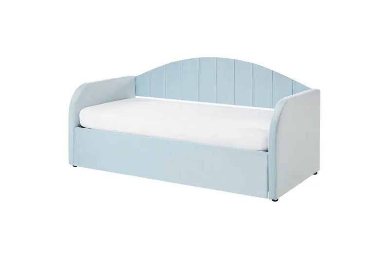 Dagbädd Eyburie med lamellram Blå, Sammet - Blå, Sammet - Möbler - Sovrum - Sängar - Gästsäng & extrasäng - Utdragssäng