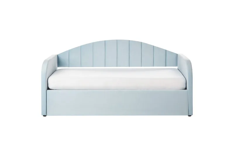 Dagbädd Eyburie med lamellram Blå, Sammet - Blå, Sammet - Möbler - Sovrum - Sängar - Gästsäng & extrasäng - Utdragssäng