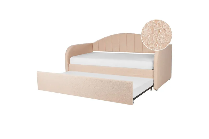 Dagbädd Eyburie med lamellram Rosa, Bouclé, Rosa, Bouclé