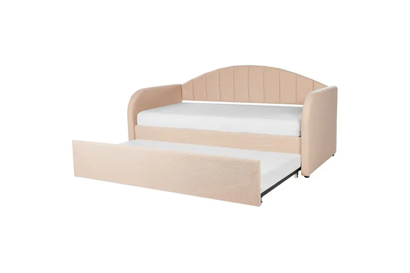Dagbädd Eyburie med lamellram Rosa, Bouclé - Rosa, Bouclé - Möbler - Sovrum - Sängar - Gästsäng & extrasäng - Utdragssäng