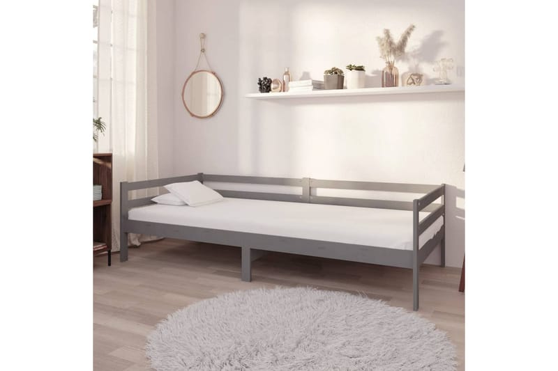 Dagbädd med madrass 90x200 cm grå massiv furu - Grå - Möbler - Sovrum - Dagbäddar