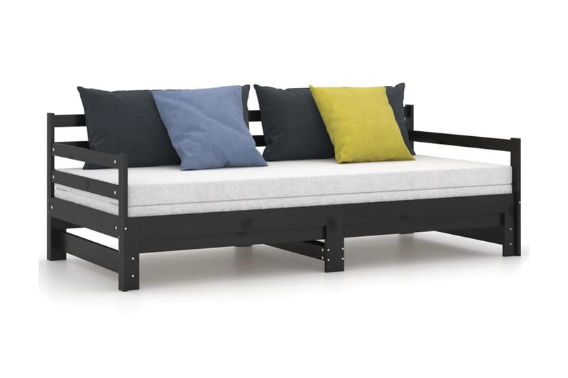Dagbädd svart massiv furu 2x(90x200) cm - Svart - Möbler - Sovrum - Dagbäddar