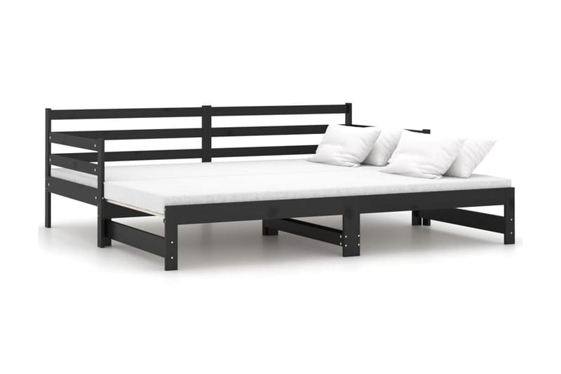 Dagbädd svart massiv furu 2x(90x200) cm - Svart - Möbler - Sovrum - Dagbäddar
