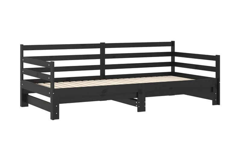 Dagbädd svart massiv furu 2x(90x200) cm - Svart - Möbler - Sovrum - Dagbäddar