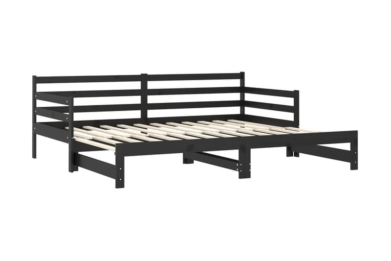 Dagbädd svart massiv furu 2x(90x200) cm - Svart - Möbler - Sovrum - Dagbäddar
