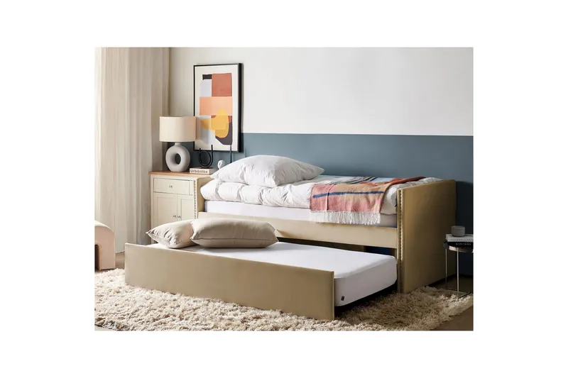 Dagbädd Troyes med lamellram Beige - Beige - Möbler - Sovrum - Sängar - Gästsäng & extrasäng - Utdragssäng