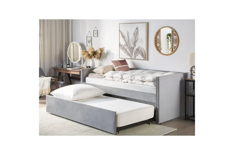 Dagbädd Troyes med lamellram Grå - Grå - Möbler - Sovrum - Sängar - Gästsäng & extrasäng - Utdragssäng