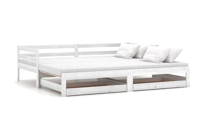 Dagbädd utdragbar 2x(90x200) cm vit massiv furu - Vit - Möbler - Sovrum - Dagbäddar