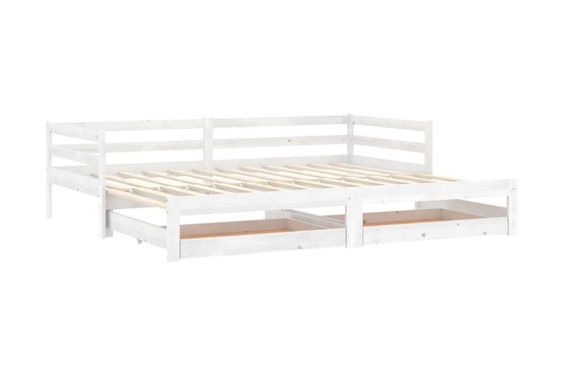 Dagbädd utdragbar 2x(90x200) cm vit massiv furu - Vit - Möbler - Sovrum - Dagbäddar