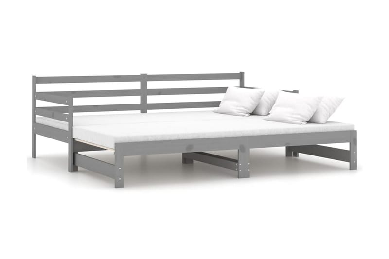 Dagbädd utdragbar grå massiv furu 2x(90x200) cm - Grå - Möbler - Sovrum - Dagbäddar