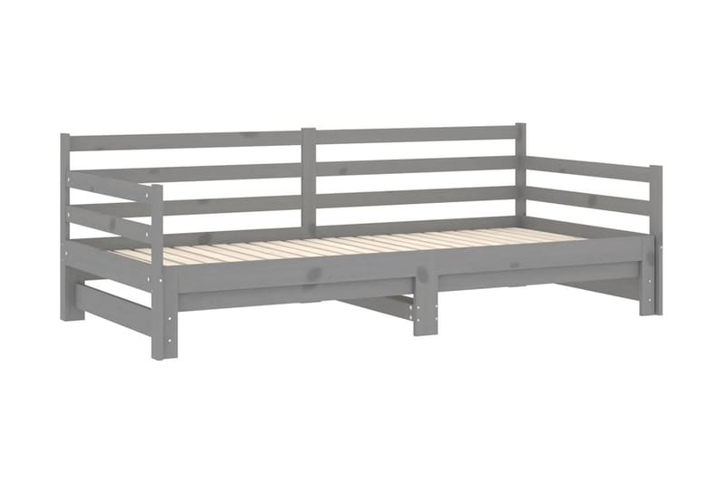 Dagbädd utdragbar grå massiv furu 2x(90x200) cm - Grå - Möbler - Sovrum - Dagbäddar