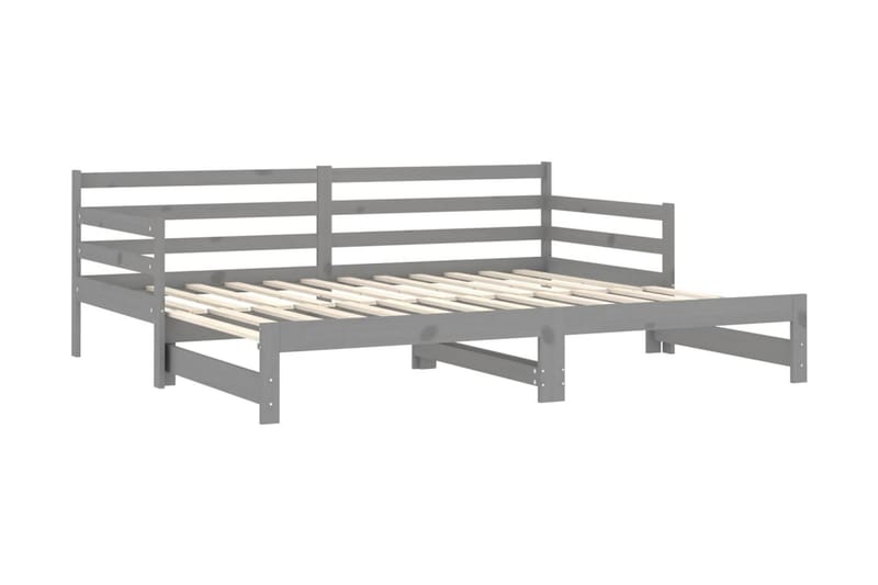 Dagbädd utdragbar grå massiv furu 2x(90x200) cm - Grå - Möbler - Sovrum - Dagbäddar