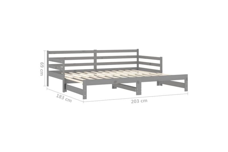 Dagbädd utdragbar grå massiv furu 2x(90x200) cm - Grå - Möbler - Sovrum - Dagbäddar