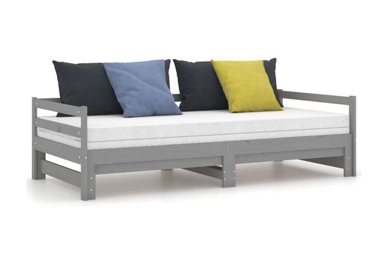 Dagbädd utdragbar grå massiv furu 2x(90x200) cm - Grå - Möbler - Sovrum - Dagbäddar
