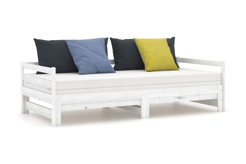 Dagbädd utdragbar vit massiv furu 2x(90x200) cm - Vit - Möbler - Sovrum - Dagbäddar