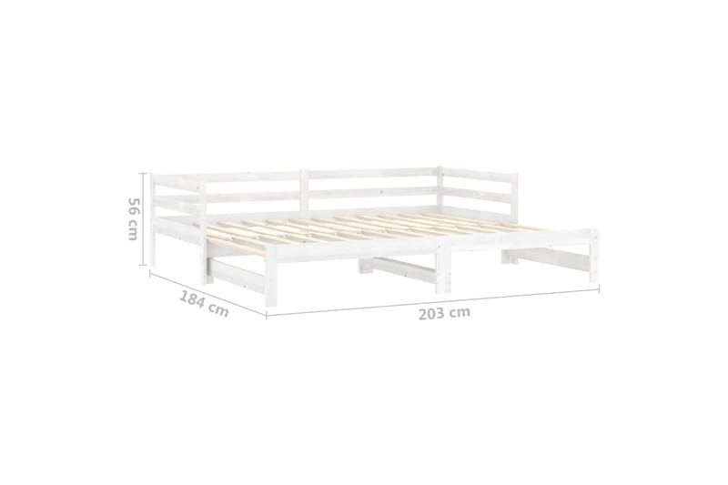 Dagbädd utdragbar vit massiv furu 2x(90x200) cm - Vit - Möbler - Sovrum - Dagbäddar
