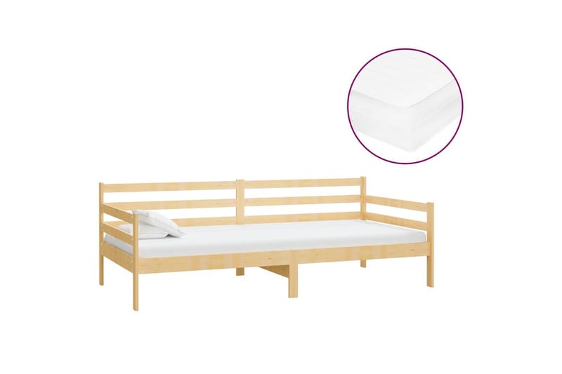 Dagseng med madrass 90x200 cm massiv furu - Hvit - Möbler - Sovrum - Dagbäddar