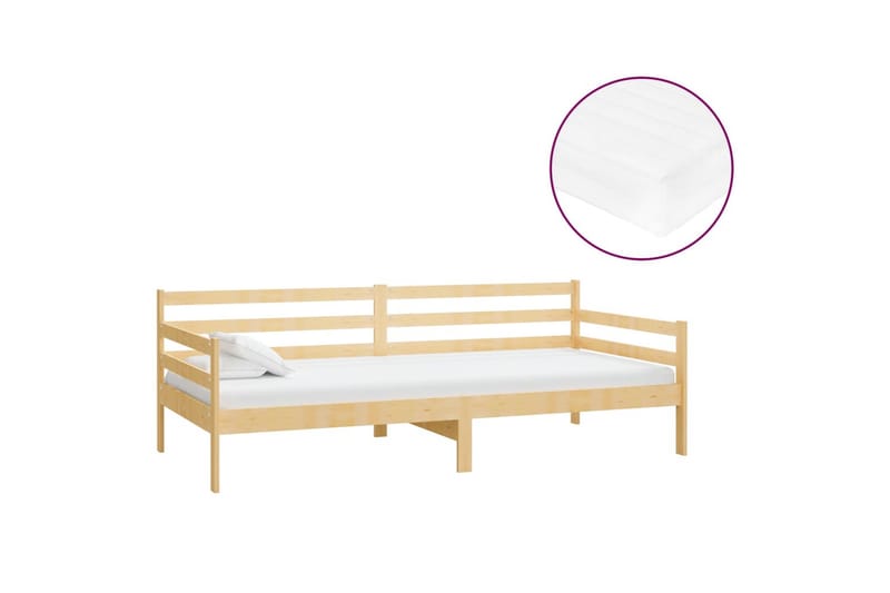 Dagseng med madrass 90x200 cm massiv furu - Hvit - Möbler - Sovrum - Dagbäddar