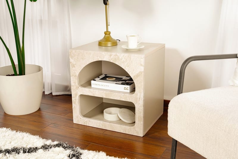 Dalim Sängbord 50 cm - Travertine/Sandsten - Möbler - Sovrum - Sängbord