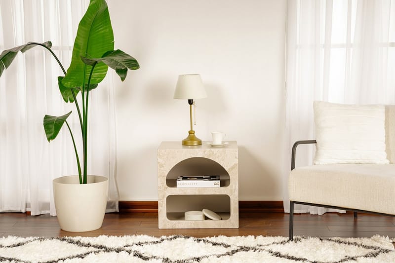 Dalim Sängbord 50 cm - Travertine/Sandsten - Möbler - Sovrum - Sängbord