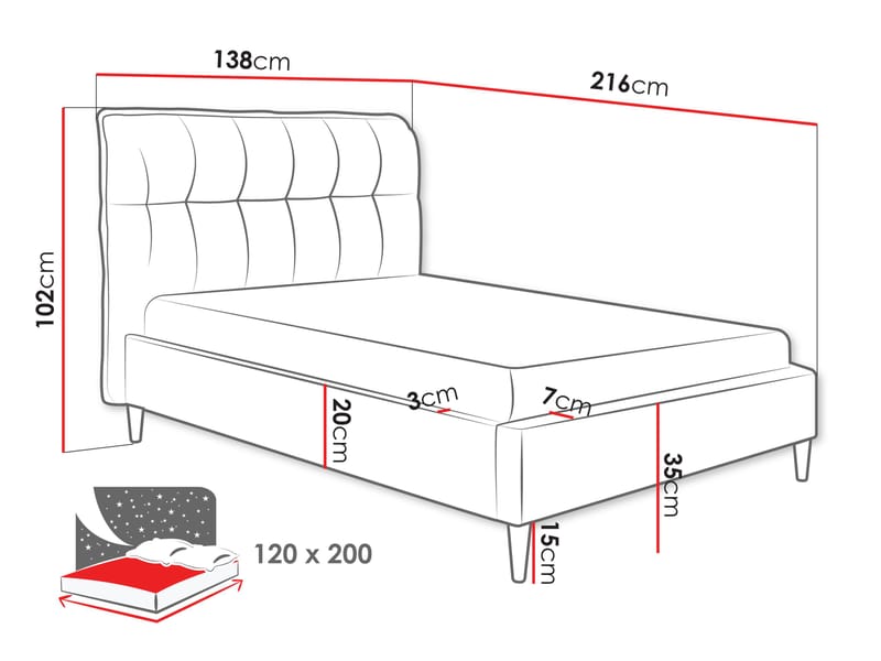 Deyros Sängram 120x200 cm - grå - Möbler - Sovrum - Sängram & sängstomme