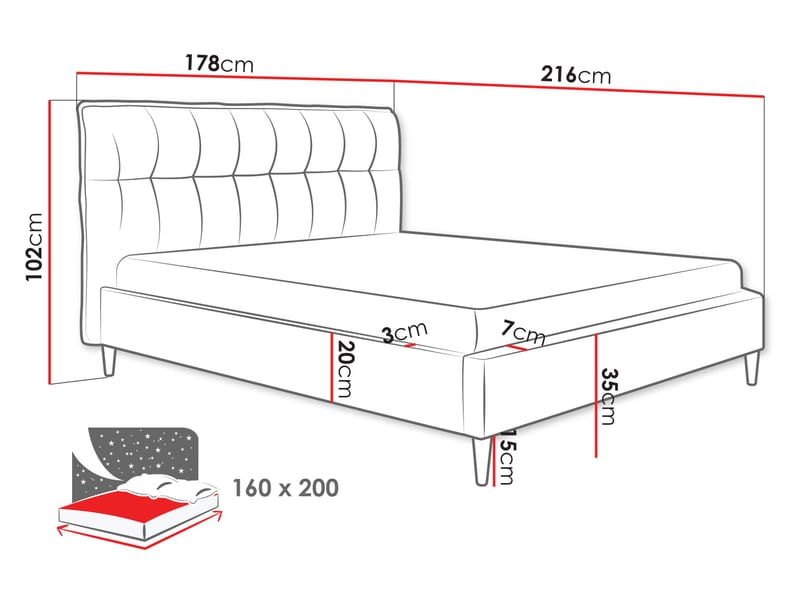 Deyros Sängram 160x200 cm - grå - Möbler - Sovrum - Sängram & sängstomme