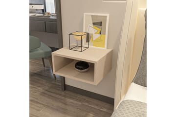 Dora Vägghängt Sängbord 45 cm med Trä- och Ekutseende, Förvaring med Hylla - Beige - Möbler - Sovrum - Sängbord
