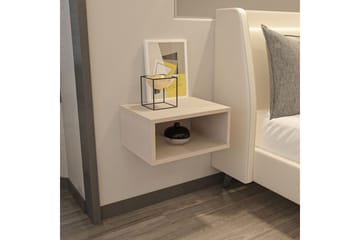 Dora Vägghängt Sängbord 45 cm med Trä- och Ekutseende, Förvaring med Hylla - Beige - Möbler - Sovrum - Sängbord