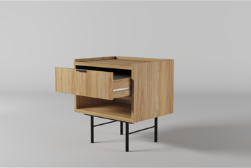 Dravo Sängbord 40 cm med Låda i Trä med Ekutseende - Beige - Möbler - Sovrum - Sängbord