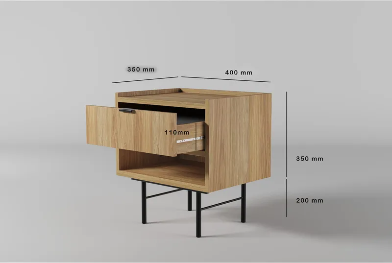 Dravo Sängbord 40 cm - Naturlig hickory / naturlig ekton - Möbler - Sovrum - Sängbord
