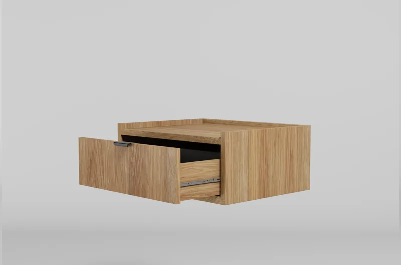 Dravo Vägghängt Sängbord 40 cm - Naturlig hickory / naturlig ekton - Möbler - Sovrum - Sängbord