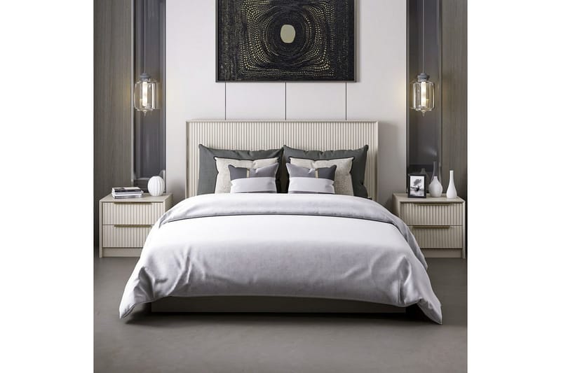 Dubbel Sängram & Sänggavel Fruitland Stone (150 x 35 x 208 cm) - Grå - Möbler - Sovrum - Sängram & sängstomme
