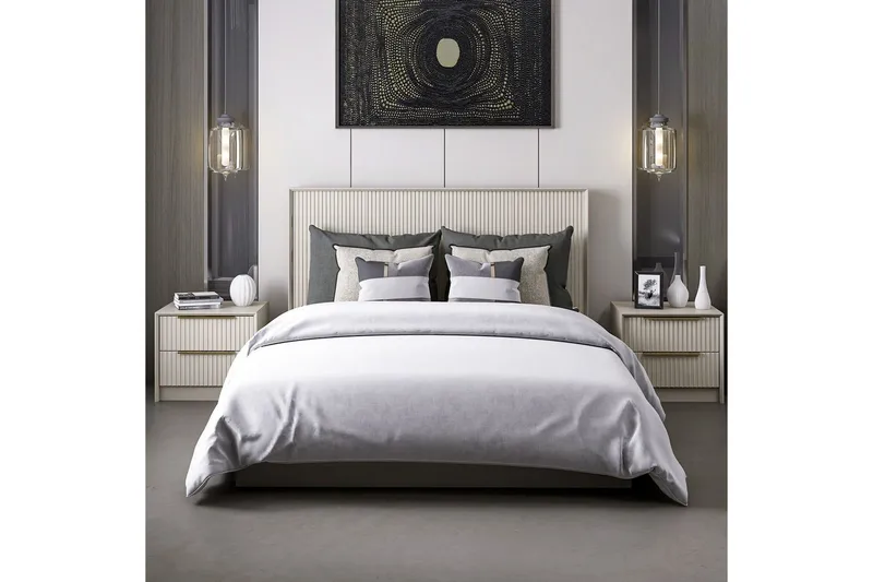 Dubbel Sängram & Sänggavel Fruitland Stone (150 x 35 x 208 cm) - Grå - Möbler - Sovrum - Sängram & sängstomme