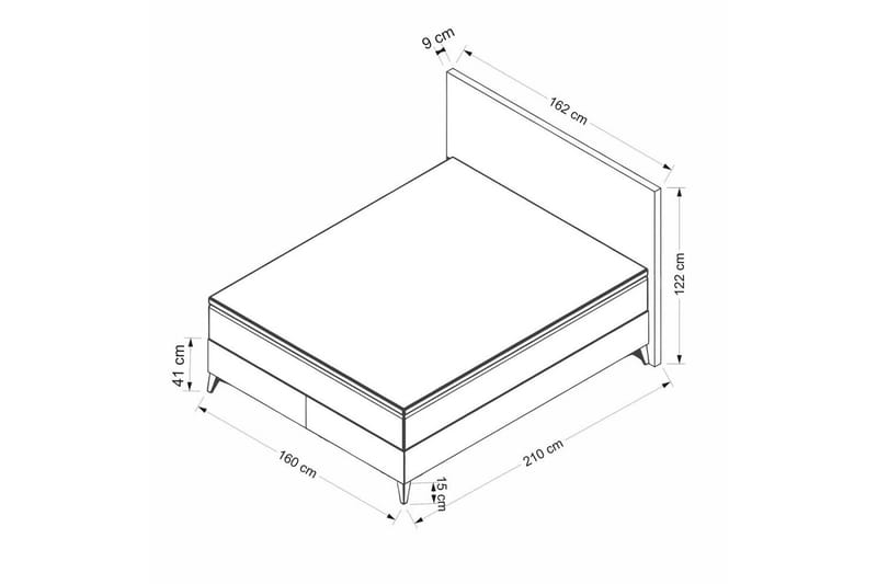 Dubbel Sängram & Sänggavel Mashli Grå - 160 x 41 x 200 cm - Möbler - Sovrum - Sängram & sängstomme