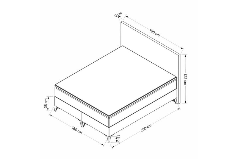 Dubbel Sängram & Sänggavel Matbar Mörkgrå - 160 x 38 x 200 cm - Möbler - Sovrum - Sängram & sängstomme