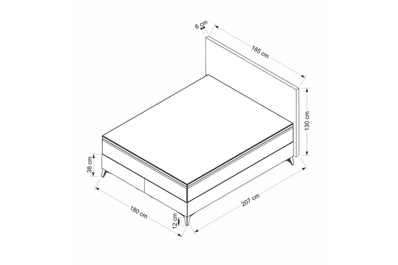 Dubbel Sängram & Sänggavel Mojon Beige - 180 x 38 x 200 cm - Möbler - Sovrum - Sängram & sängstomme