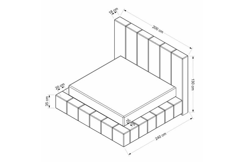 Dubbel Sängram & Sänggavel Rakovica Vit - 200 x 35 x 240 cm - Möbler - Sovrum - Sängram & sängstomme