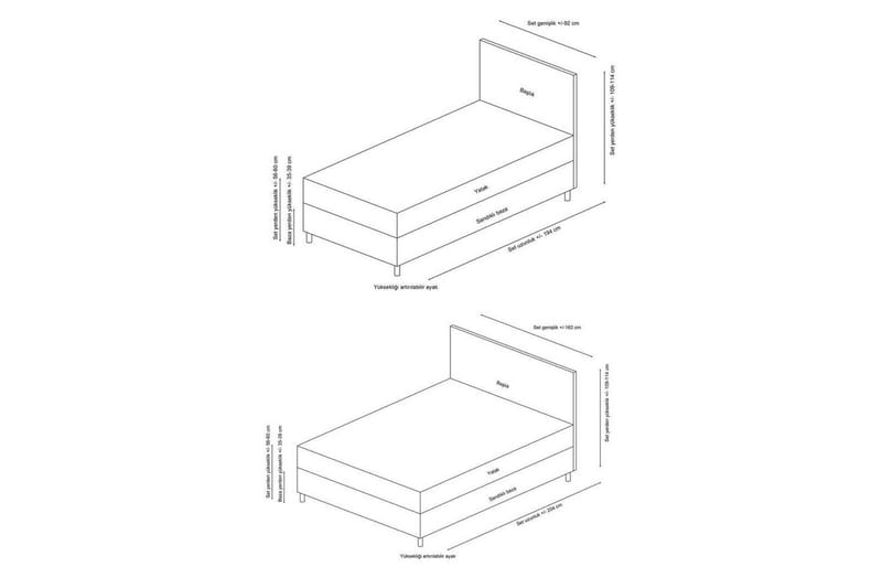 Dubbel Sängram & Sänggavel Sonyi Ljusgrå - 140 x 110 x 200 cm - Möbler - Sovrum - Sängram & sängstomme