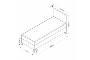 Dubbel Sängram & Sänggavel Sorang Grå - 124 x 35 x 200 cm - Möbler - Sovrum - Sängram & sängstomme