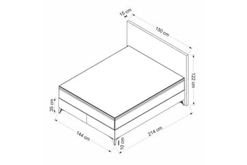 Dubbel Sängram & Sänggavel Sorang Grå - 144 x 35 x 200 cm - Möbler - Sovrum - Sängram & sängstomme