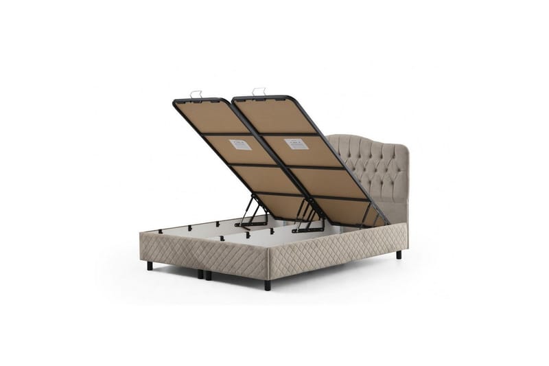 Dubbel Sängram & Sänggavel Subato Beige - 150 x 125 x 200 cm - Möbler - Sovrum - Sängram & sängstomme
