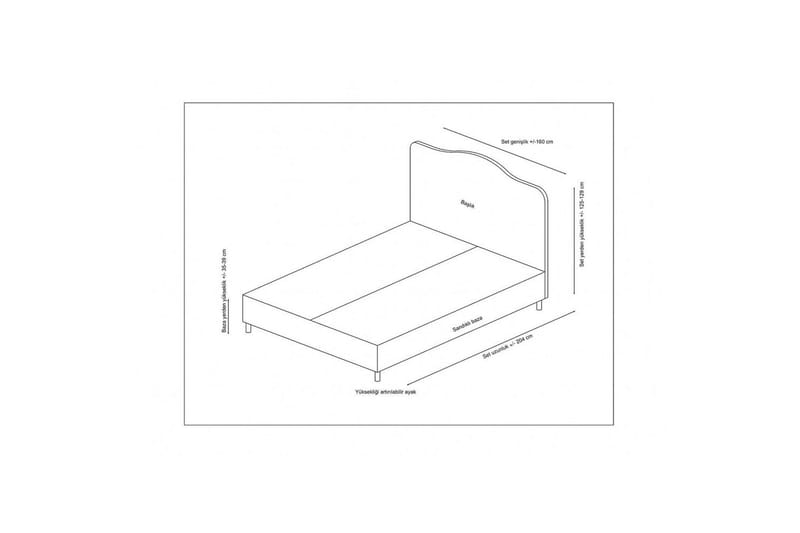 Dubbel Sängram & Sänggavel Subato Beige - 150 x 125 x 200 cm - Möbler - Sovrum - Sängram & sängstomme