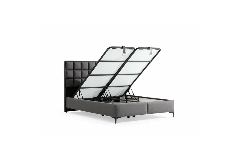 Dubbel Sängram & Sänggavel Sube Grå - 120 x 38 x 200 cm - Möbler - Sovrum - Sängram & sängstomme