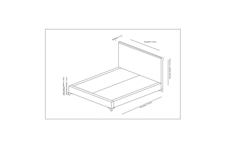 Dubbel Sängram & Sänggavel Subra Grå - 160 x 130 x 200 cm - Möbler - Sovrum - Sängram & sängstomme