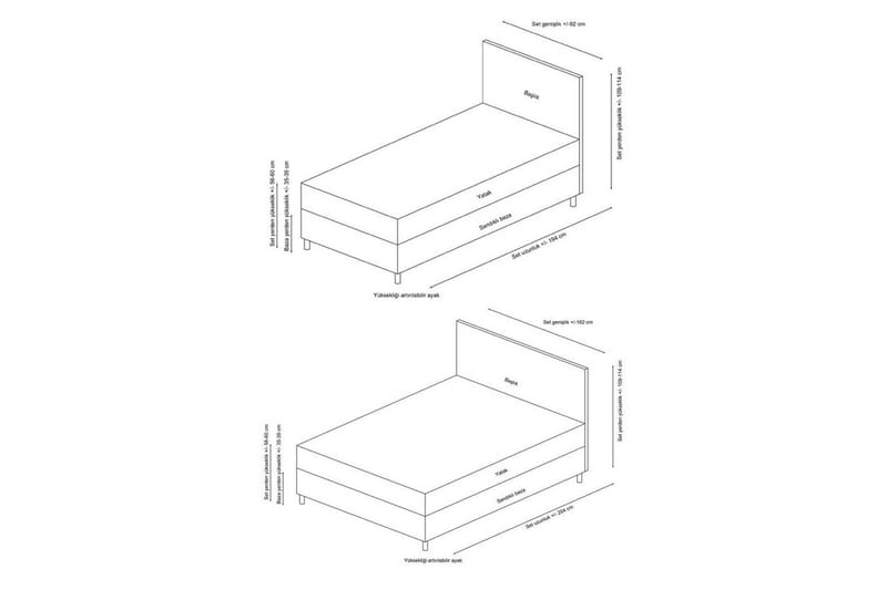 Dubbel Sängram & Sänggavel Sudalmuni ljusgrå - 150 x 110 x 200 cm - Möbler - Sovrum - Sängar - Komplett Sängpaket