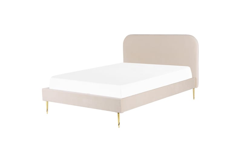 Dubbelsäng av sammet 140 x 200 Beige FLAYAT - Möbler - Sovrum - Sängram & sängstomme